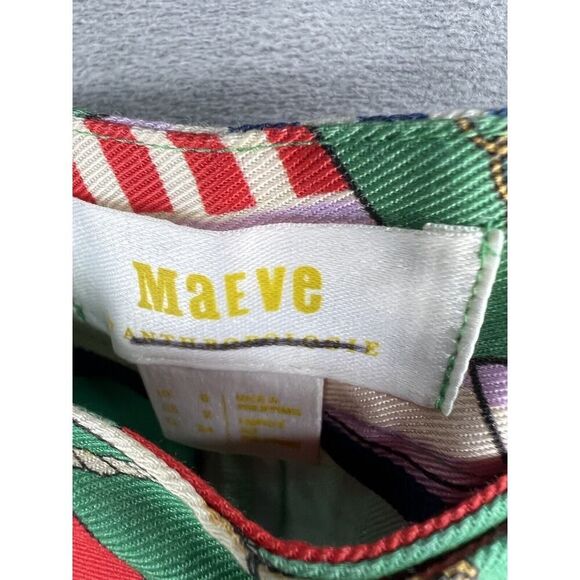 Anthropologie Maeve Printed Bermuda Shorts Size 2 Green Nautical - Picture 6 of 9